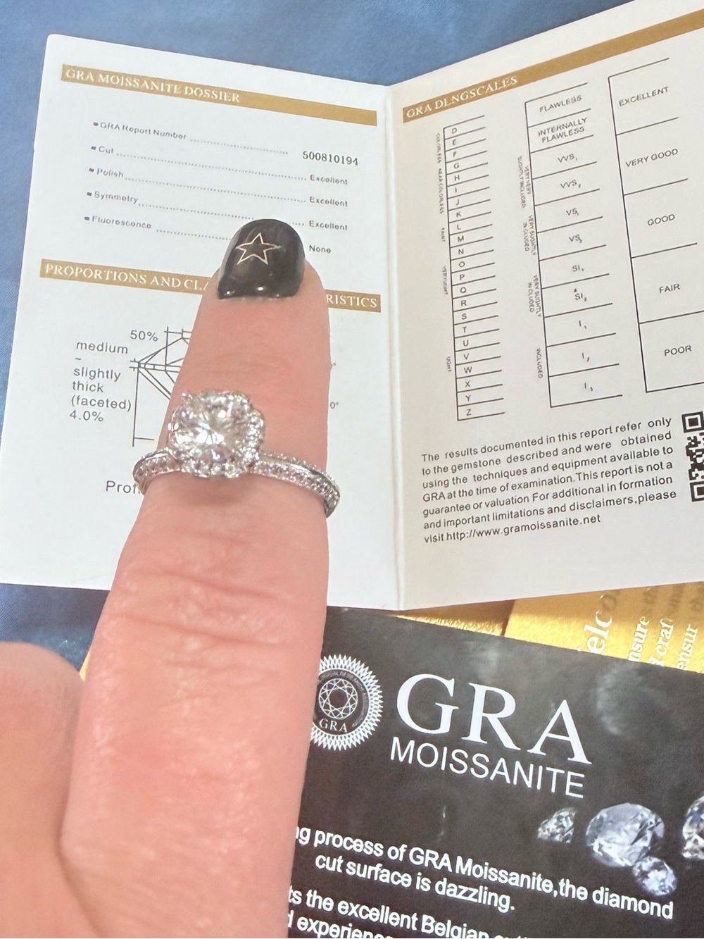 Halo Ring set in 925 Sterling Silver size 7 1K Center stone VVSD Moisannite
